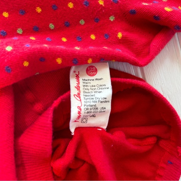 Hanna Andersson ~Girl’s Red Polka Dot Denmark Cotton Blend Footed Tights 150/160 - Picture 9 of 13